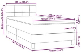 Box Spring Κρεβάτι με στρώμα Σκούρο γκρι 100x220 εκ. Βελούδινο - Γκρι