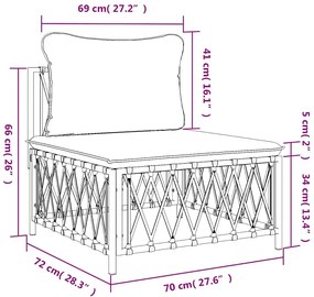 vidaXL Καναπές Κήπου Μεσαίος Λευκός από Πλεγμένο Ύφασμα με Μαξιλάρια