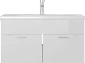 vidaXL Ντουλάπι Μπάνιου με Νιπτήρα Γυαλιστερό Λευκό από Επεξ. Ξύλο