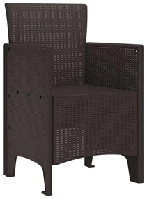 vidaXL Καρέκλα Κήπου 2 pcs Καφέ 53 x 49 x 85 εκ. PP
