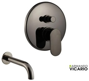 Armando Vicario SLIM Μίκτης εντοιχισμού 2 εξόδων με εκτροπέα &amp; Επίτοιχο στόμιο 20εκ Black Chrome