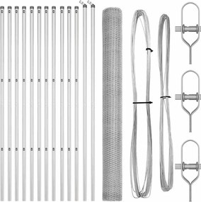 vidaXL Στύλος Περιφράξεων Ασημί 25 x 1,6 μ (25 mm δίχτυ) Ατσάλι