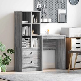 vidaXL Γραφείο με συρτάρι με ράφι με αποθήκευση 2 pcs Γκρίζο Σονομα