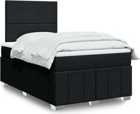 vidaXL Κρεβάτι Boxspring με Στρώμα Μαύρο 120x190 εκ. Υφασμάτινο