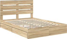 vidaXL Κρεβάτι Αποθήκης Δρύς Sonoma 160 x 200 cm Επεξεργασμένο ξύλο
