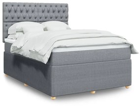 Κρεβάτι Boxspring με Στρώμα Αν. Πράσινο 160x200εκ Υφασμάτινο - Γκρι