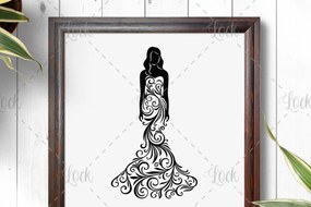 Σετ των 2 Intra απο ξύλο plywood 3mm-4mm πάχος - Ζευγάρι Γάμος , Γυναίκα με φόρεμα Δίασταση 30x20 cm INTRAFABR-12793210