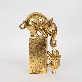Διακοσμητικοί Ελέφαντες 752-11550 20x9x28cm Gold Estheti Home Πολυρεσίνη