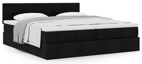 vidaXL Οθωμανικό κρεβάτι με στρώματα Μαύρο 160x200cm Ύφασμα