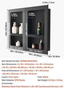 VEVOR Shower Niche 40.6 x 61+40.6 x 61 cm Recessed Wall Organizer Bathroom