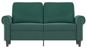 Καναπές Διθέσιος Σκούρο Πράσινο 120 εκ. Βελούδινος - Πράσινο