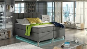 Επενδυμένο κρεβάτι Basel Led-Gkri Skouro-140 x 200