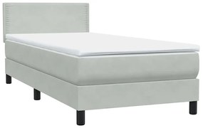 vidaXL Κρεβάτι Boxspring με Στρώμα Ανοιχτό Γκρι 80x210 εκ. Βελούδινο