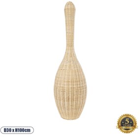 01843 GloboStar®  PARADIS 01843 Boho Επιδαπέδιο Φωτιστικό Μονόφωτο 1 x E27 IP20 Μπεζ Ξύλο - Μ30 x Π30 x Υ100cm