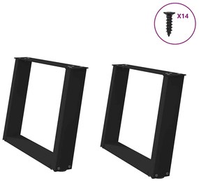 Πόδια Τραπεζιού Σαλονιού σε Σχήμα U 2 τεμ. Μαύρο 70x(42-43) εκ. Ατσάλι