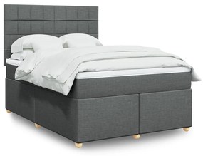 ΚΡΕΒΑΤΙ BOXSPRING ΜΕ ΣΤΡΩΜΑ ΣΚΟΥΡΟ ΓΚΡΙ 140X190 ΕΚ. ΥΦΑΣΜΑΤΙΝΟ 3291276