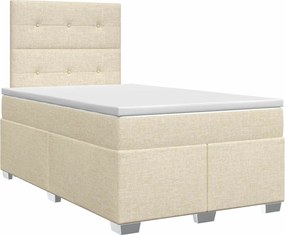 vidaXL Κρεβάτι box spring με στρώμα Κρεμ 120 x 200 cm Ύφασμα