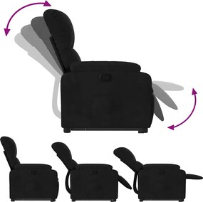 vidaXL Πολυθρόνα Ανακλινόμενη με Ανύψωση Μαύρο Ύφασμα Μικροϊνών