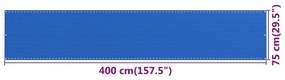 Διαχωριστικό Βεράντας Μπλε 75x400 εκ. από HDPE - Μπλε
