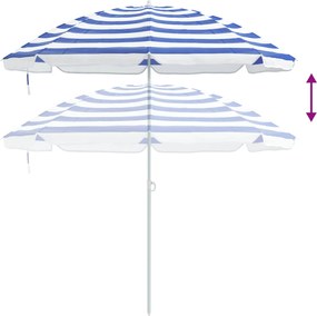 vidaXL Ομπρέλα Κήπου 240 cm 170T πολυεστέρας Μπλε και άσπρο