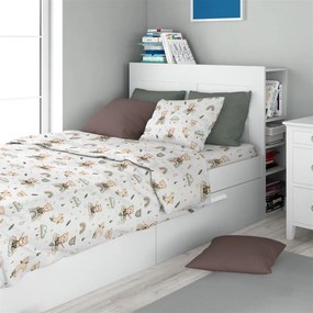 Σετ Σεντόνια 3τμχ Βαμβακερά Μονά 160x240εκ. Cloudy Bear 581 White-Olive Dimcol