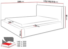 Επενδυμένο κρεβάτι Plexi-Gkri Anoixto-160 x 200