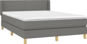 vidaXL Κρεβάτι Boxspring με Στρώμα Σκούρο Γκρι 140x200 εκ Υφασμάτινο