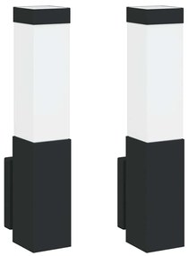 vidaXL Εξωτερικά Φωτιστικά Τοίχου 2 pcs Μαύρο 10.5 x 6 x 35 εκ.