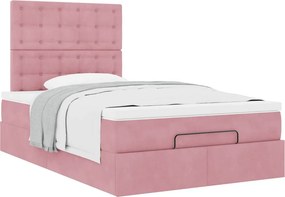 vidaXL Οθωμανικό κρεβάτι με στρώματα Ροζ 120x200cm Velvet