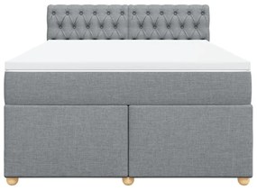 Κρεβάτι Boxspring με Στρώμα Ανοιχτό Γκρι 140x190 εκ. Υφασμάτινο - Γκρι