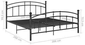 vidaXL Πλαίσιο Κρεβατιού Μαύρο 200 x 200 εκ. Μεταλλικό