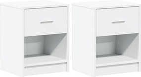 vidaXL Κομοδίνα 2 τεμ. με Συρτάρι Λευκά 40x34x50 εκ.