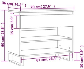 Παπουτσοθήκη Καπνιστή Δρυς 70x36x60 εκ. από Επεξεργασμένο Ξύλο - Καφέ