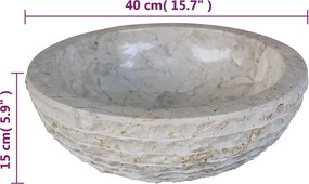 vidaXL Νιπτήρας Κρεμ 40 εκ. Μαρμάρινος