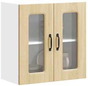 Ντουλάπι Κουζίνας με Γυάλινη Πόρτα "Kalmar" από Τεχνητό Ξύλο Δρυός Sonoma