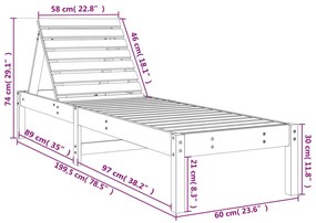 Ξαπλώστρες 2 τεμ. Λευκές 199,5x60x74 εκ. από Μασίφ Ξύλο Πεύκου - Λευκό