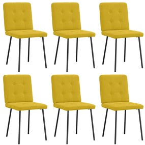 vidaXL Καρέκλες Τραπεζαρίας 6 τεμ. Κίτρινες Βελούδινες