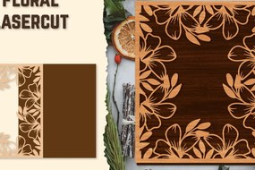 Intra απο ξύλο plywood  Χρώμα wenge 3mm-4mm πάχος - Κορνίζα Photo Floral Lasercut Δίασταση 20x25 cm INTRAFABR-72468634