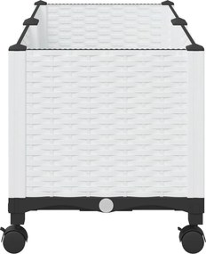 vidaXL Κήπος Γλαστράκι με Ροδάκια Λευκό 80 x 40 x 48 cm PP