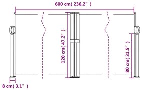 Σκίαστρο Πλαϊνό Συρόμενο Λευκό 120 x 600 εκ. - Λευκό