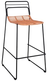 Σκαμπό Μπαρ ALLEGRA C5642 Μεταλλικό με Μπέζ Wicker 48x53x100 εκ. 48x53x100 εκ.