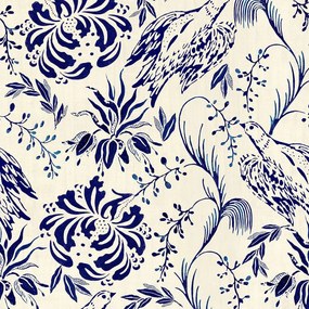 Ταπετσαρία Folk Embroidery Blueprint WP30013 Blue MindTheGap 52x1000cm