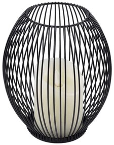 Φανάρι Με Διακοσμητικό Κερί Candle Led 76496 Φ16x18cm Με Μπαταρία & Χειριστήριο Dimmable 2700K Black Aluminium