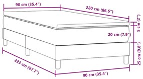 BOX SPRING ΚΡΕΒΑΤΙ ΜΕ ΣΤΡΩΜΑ ΑΝΟΙΧΤΟ ΓΚΡΙ 90X220 ΕΚ. ΒΕΛΟΥΔΙΝΟ 3315951