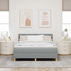 vidaXL LED Κρεβάτι με βάθρο Ανοιχτό γκρι 160 x 200 cm ύφασμα