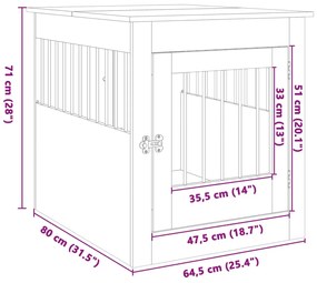 Κλουβί Σκύλου Sonoma Δρυς 64,5 x 80 x 71 εκ. από Επεξεργ. Ξύλο - Καφέ