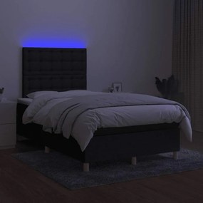 vidaXL Κρεβάτι Boxspring με Στρώμα &amp; LED Μαύρο 120x190 εκ. Υφασμάτινο