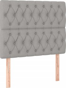 vidaXL Κρεβάτι Boxspring με Στρώμα Ανοιχτό Γκρι 90x190 εκ. Υφασμάτινο