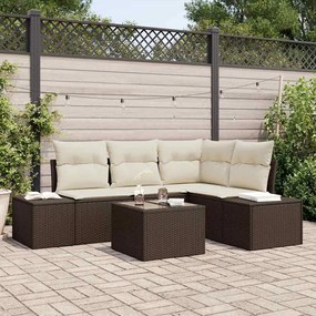 vidaXL Σετ Καναπέ Κήπου 5 pcs Καφέ, Κρέμα Πολυ rattan, βαμμένο ατσάλι