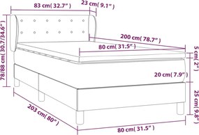 vidaXL Κρεβάτι Boxspring με Στρώμα Μαύρο 80 x 200 εκ. Βελούδινο